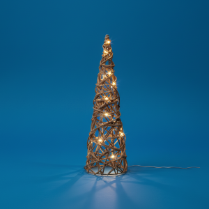 Cono Luminoso Dorado 50cm con ratán y 20 leds 3xAA